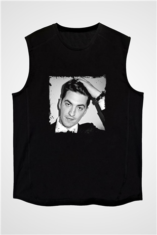 Skream Baskılı Unisex Siyah Kolsuz Tişört
