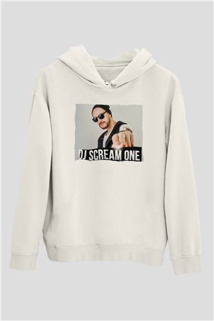 Skream Beyaz Unisex Kapüşonlu Sweatshirt