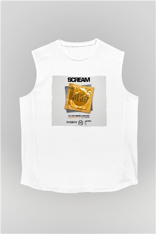 Skream Beyaz Unisex Kolsuz Tişört