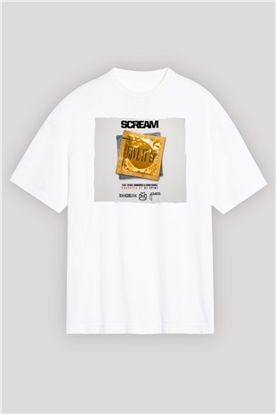 Skream Beyaz Oversize Tişört Oversize T-shirt - TişörtFabrikası