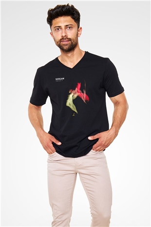 Skream Beyaz Unisex V Yaka Tişört