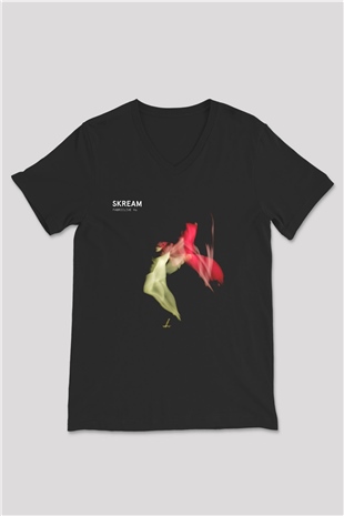 Skream Beyaz Unisex V Yaka Tişört