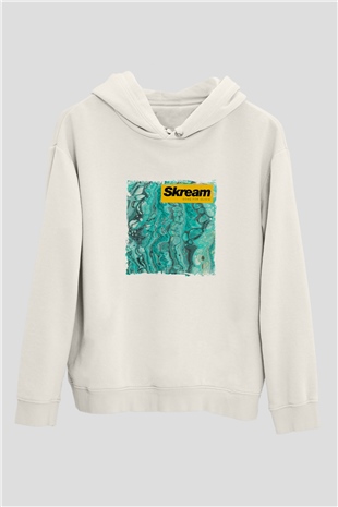 SkreamBaskılı Beyaz Hoodie