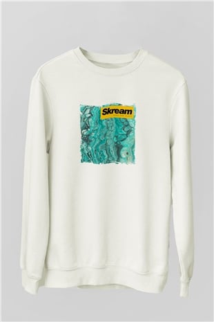 SkreamBaskılı Beyaz Sweatshirt