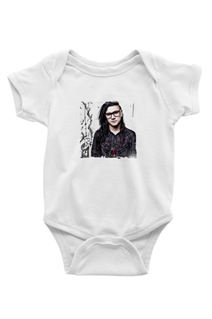 Skrillex Baskılı Beyaz Bebek Body - Zıbın