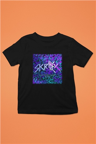 Skrillex Baskılı Siyah Unisex Çocuk Tişört