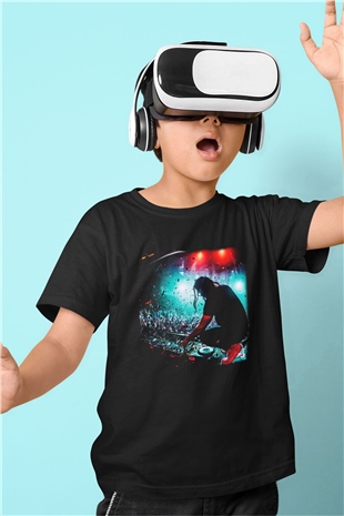 Skrillex Baskılı Siyah Unisex Çocuk Tişört