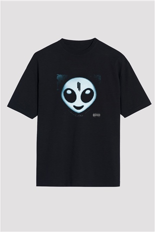 Skrillex Baskılı Unisex Oversize Siyah Tişört