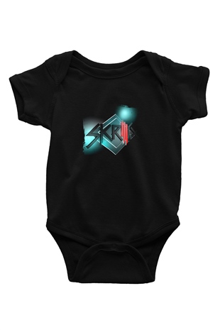 Skrillex Baskılı Unisex Siyah Bebek Body - Zıbın