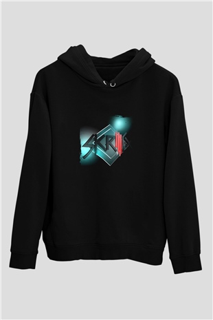 Skrillex Baskılı Unisex Siyah Hoodie