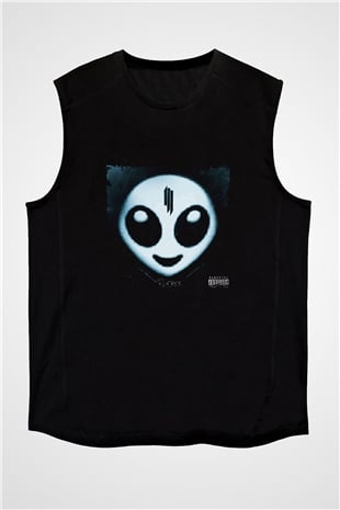 Skrillex Baskılı Unisex Siyah Kolsuz Tişört