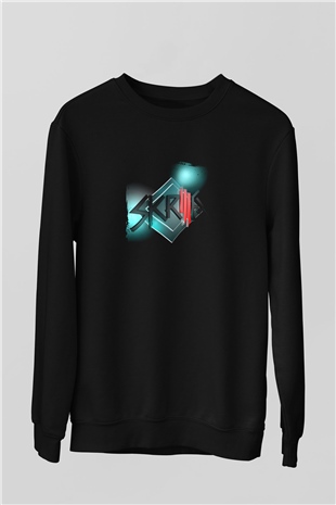 Skrillex Baskılı Unisex Siyah Sweatshirt