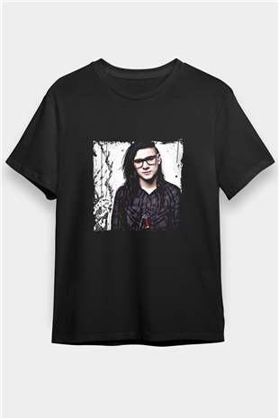 Skrillex Baskılı Unisex Siyah Tişört