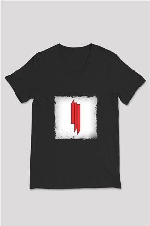 Skrillex Baskılı Unisex Siyah V Yaka Tişört