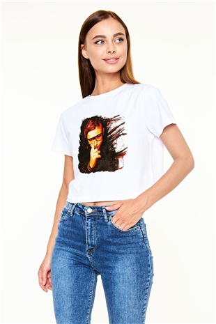 Skrillex Beyaz Croptop Tişört