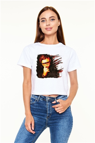 Skrillex Beyaz Croptop Tişört