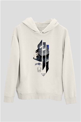 Skrillex Beyaz Unisex Kapşonlu Sweatshirt
