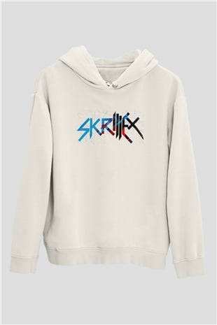 Skrillex Beyaz Unisex Kapüşonlu Sweatshirt