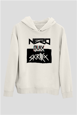 Skrillex Beyaz Unisex Kapüşonlu Sweatshirt