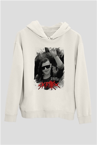 Skrillex Beyaz Unisex Kapüşonlu Sweatshirt