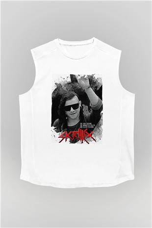 Skrillex Beyaz Unisex Kolsuz Tişört