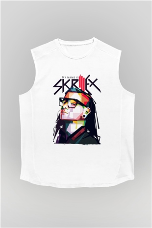 Skrillex Beyaz Unisex Kolsuz Tişört