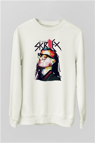 Skrillex Beyaz Unisex Sweatshirt