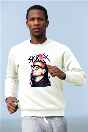Skrillex Beyaz Unisex Sweatshirt