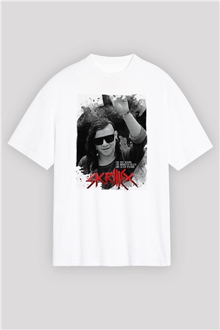 Skrillex Beyaz Oversize Tişört Oversize T-shirt - TişörtFabrikası