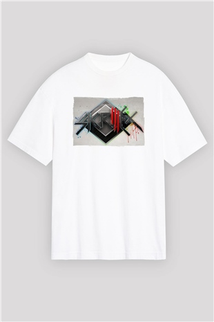 Skrillex Beyaz Oversize Tişört Oversize T-shirt - TişörtFabrikası