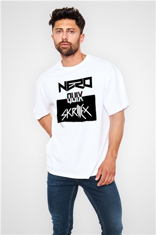 Skrillex Beyaz Oversize Tişört Oversize T-shirt - TişörtFabrikası