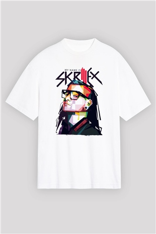 Skrillex Beyaz Oversize Tişört Oversize T-shirt - TişörtFabrikası