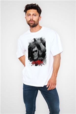 Skrillex Beyaz Oversize Tişört Oversize T-shirt - TişörtFabrikası