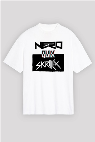 Skrillex Beyaz Oversize Tişört Oversize T-shirt - TişörtFabrikası