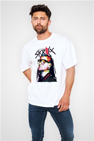 Skrillex Beyaz Oversize Tişört Oversize T-shirt - TişörtFabrikası