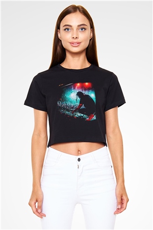 Skrillex Siyah Crop Top Tişört