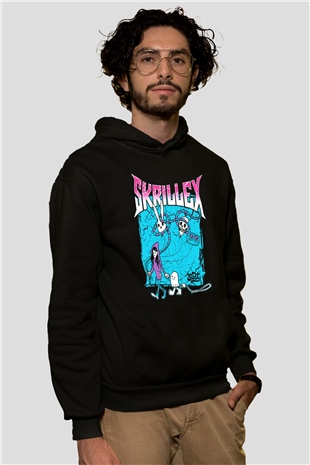 Skrillex Siyah Unisex Kapüşonlu Sweatshirt