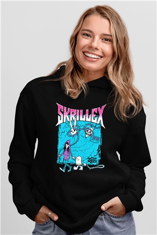 Skrillex Siyah Unisex Kapüşonlu Sweatshirt