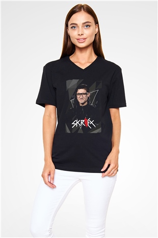 Skrillex Siyah Unisex V Yaka Tişört