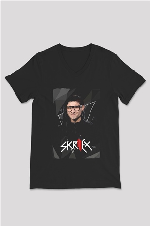 Skrillex Siyah Unisex V Yaka Tişört