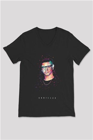 Skrillex Siyah Unisex V Yaka Tişört