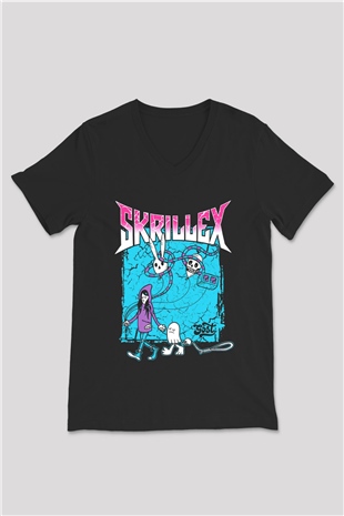 Skrillex Siyah Unisex V Yaka Tişört