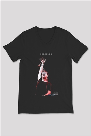 Skrillex Siyah Unisex V Yaka Tişört
