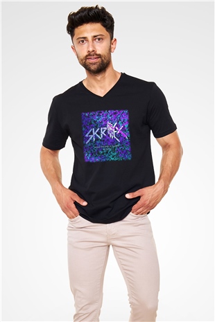 Skrillex Siyah Unisex V Yaka Tişört T-Shirt