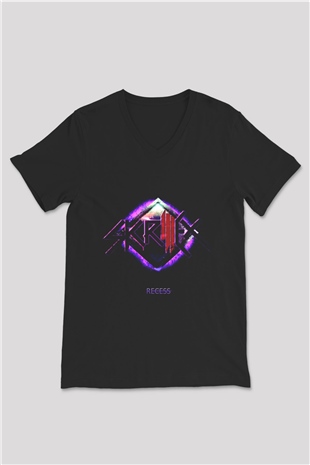 Skrillex Siyah Unisex V Yaka Tişört T-Shirt