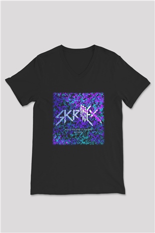 Skrillex Siyah Unisex V Yaka Tişört T-Shirt