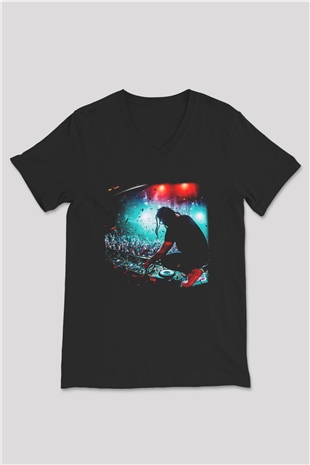 Skrillex Siyah Unisex V Yaka Tişört T-Shirt