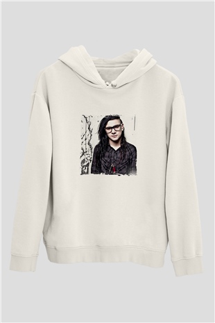 SkrillexBaskılı Beyaz Hoodie