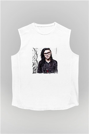 SkrillexBaskılı Beyaz Kolsuz Tişört