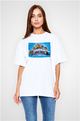 Skylanders Beyaz Oversize Tişört Oversize T-shirt